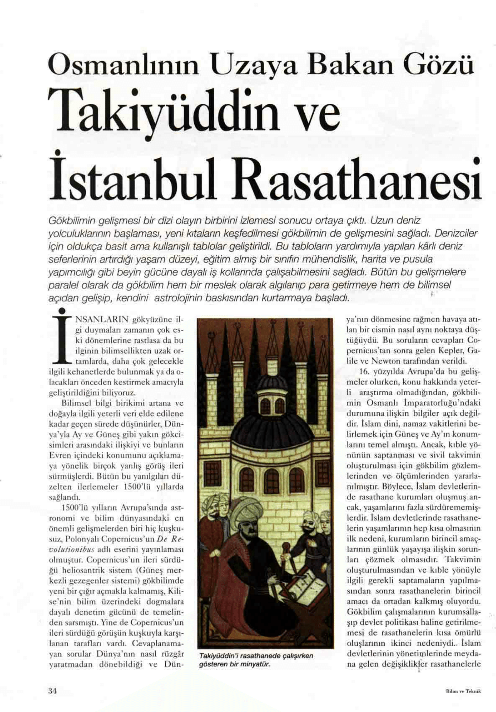 Bilim & Teknik / Takiyüddin ve İstanbul Rasathanesi ...